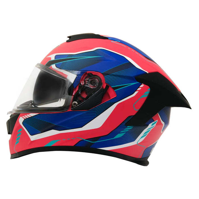GP Kompozit MY HELMET MKS001-RBW Full Face Motorcycle Helmet with Race Spoiler and Flip Up Dual Visor ABS Shell Helmet ECE R 22.06 and DOT Approved