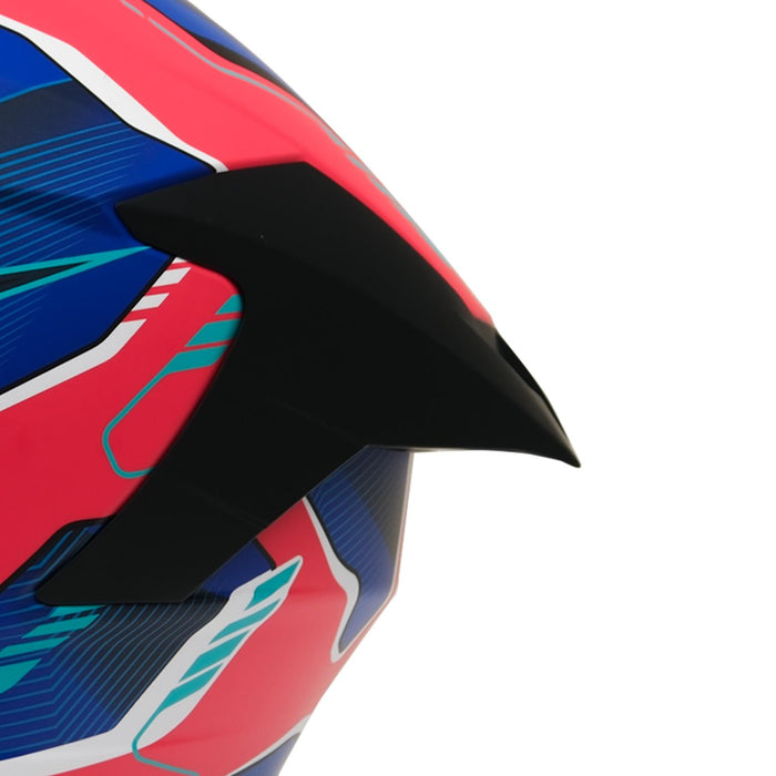GP Kompozit MY HELMET MKS001-RBW Full Face Motorcycle Helmet with Race Spoiler and Flip Up Dual Visor ABS Shell Helmet ECE R 22.06 and DOT Approved