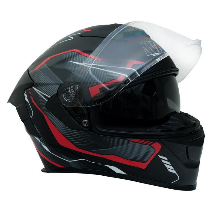 GP Kompozit MY HELMET MKS001-BGR Full Face Motorcycle Helmet with Race Spoiler and Flip Up Dual Visor ABS Shell Helmet ECE R 22.06 and DOT Approved