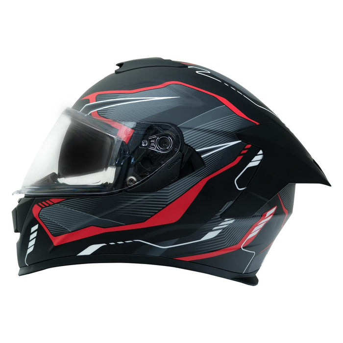 GP Kompozit MY HELMET MKS001-BGR Full Face Motorcycle Helmet with Race Spoiler and Flip Up Dual Visor ABS Shell Helmet ECE R 22.06 and DOT Approved