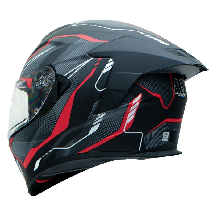 GP Kompozit MY HELMET MKS001-BGR Full Face Motorcycle Helmet with Race Spoiler and Flip Up Dual Visor ABS Shell Helmet ECE R 22.06 and DOT Approved