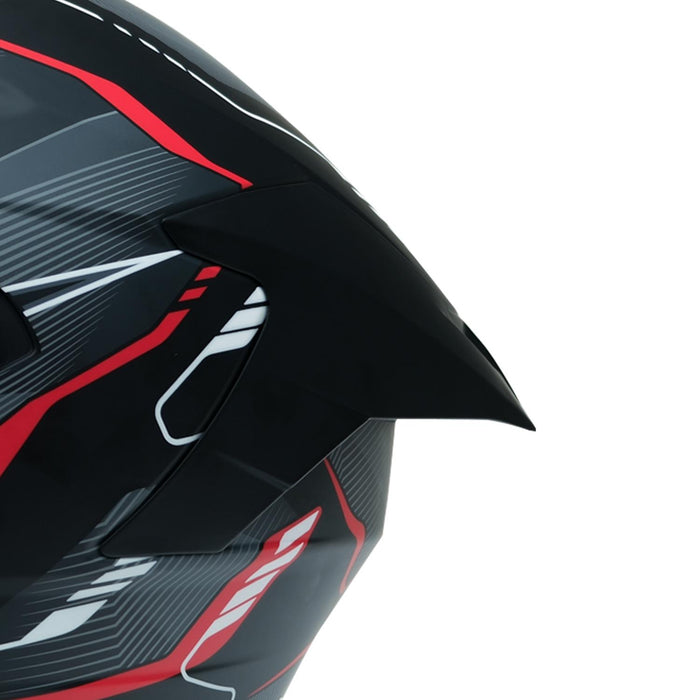 GP Kompozit MY HELMET MKS001-BGR Full Face Motorcycle Helmet with Race Spoiler and Flip Up Dual Visor ABS Shell Helmet ECE R 22.06 and DOT Approved