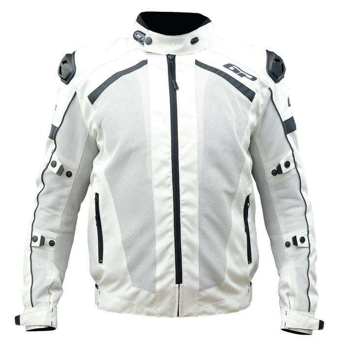 GP Kompozit MNTY001 Summer Motorcycle Jacket, Breathable Mesh Motorcycle Riding Jacket With CE Armored White