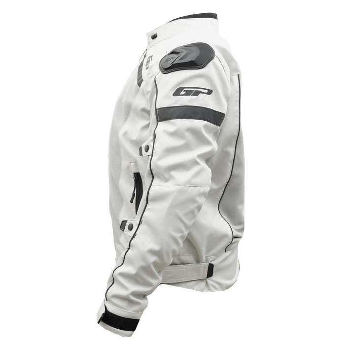 GP Kompozit MNTY001 Summer Motorcycle Jacket, Breathable Mesh Motorcycle Riding Jacket With CE Armored White