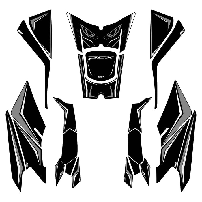 GP Kompozit Tank Pad Full Set Gray Compatible For Honda PCX125 / PCX150 2025