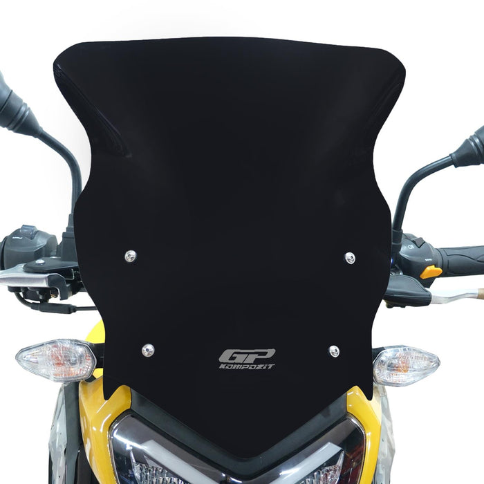 GP Kompozit Windshield Windscreen Black Compatible For TVS Raider 125 2021-2025