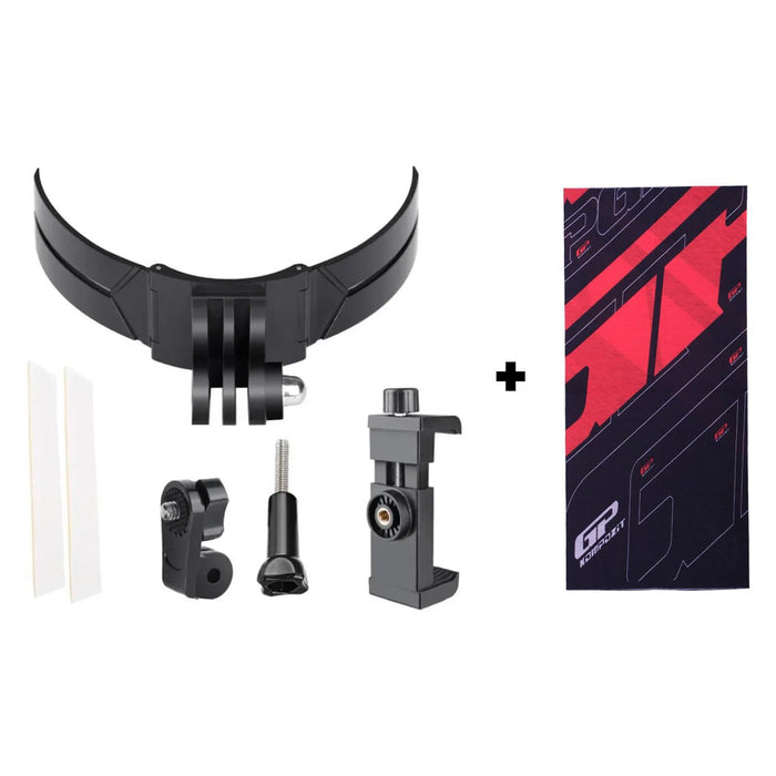GP Composite KBG002 Motorcycle Helmet Chin-Mounted Camera and Phone Holder – with a Buff Neck Warmer
