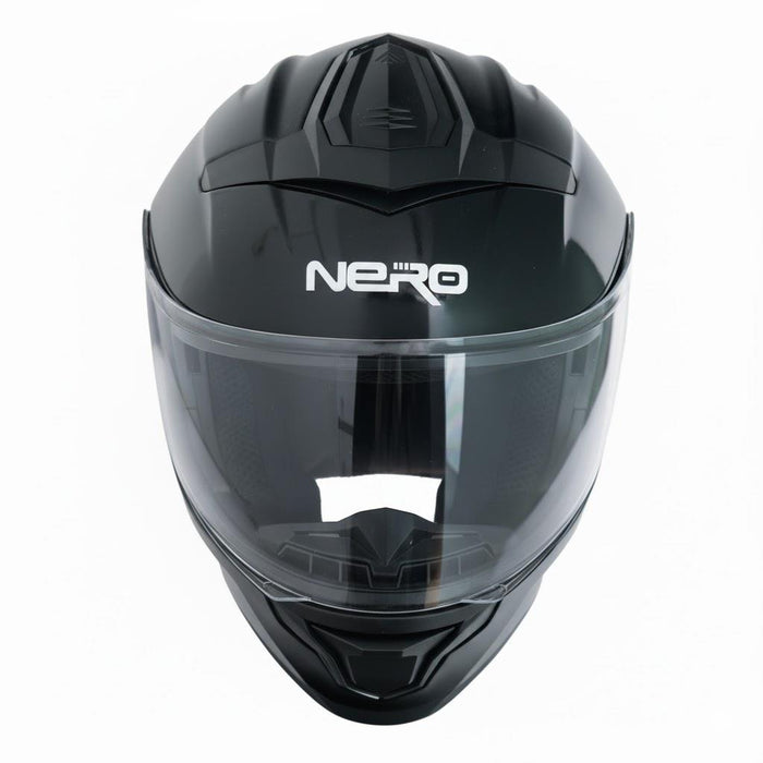 GP NERO MKS004-B Full Face Motorcycle Helmet with Sun Visor & Clear Visor – Bright Black
