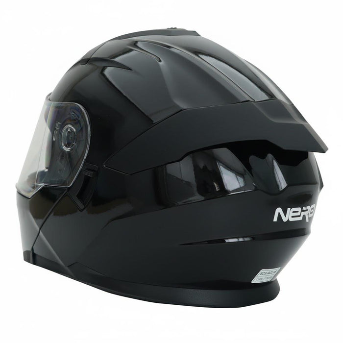 GP NERO MKS004-B Full Face Motorcycle Helmet with Sun Visor & Clear Visor – Bright Black