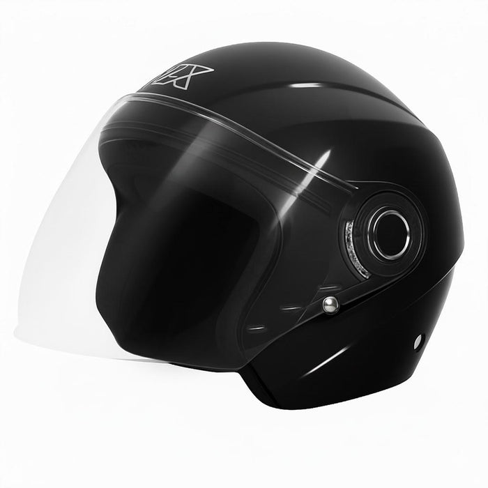GP GX MKS005-GB Open Face Motorcycle Helmet with Clear Visor – Bright Black