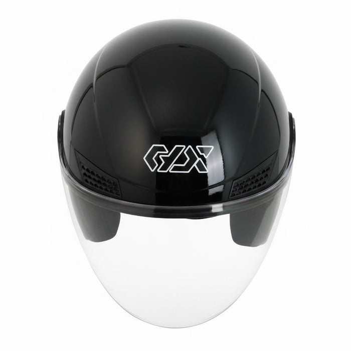 GP GX MKS005-GB Open Face Motorcycle Helmet with Clear Visor – Bright Black