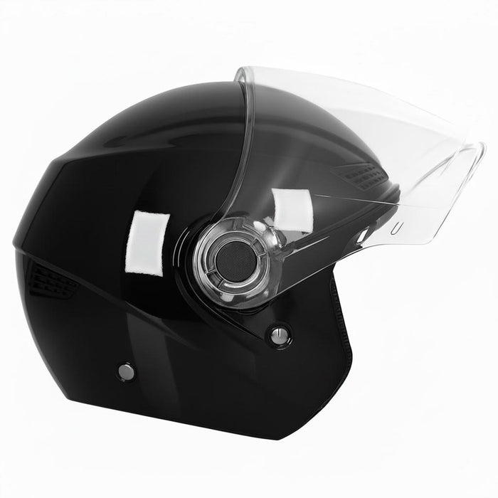 GP GX MKS005-GB Open Face Motorcycle Helmet with Clear Visor – Bright Black
