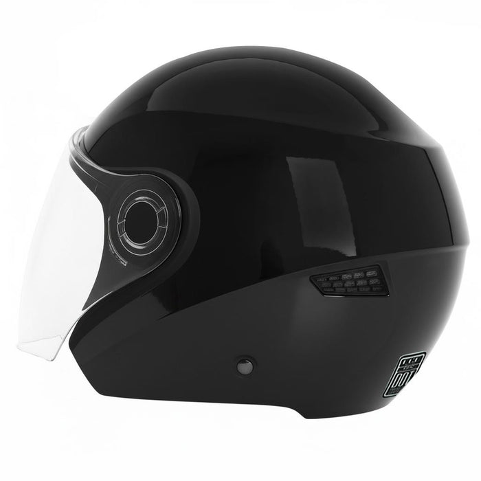 GP GX MKS005-GB Open Face Motorcycle Helmet with Clear Visor – Bright Black