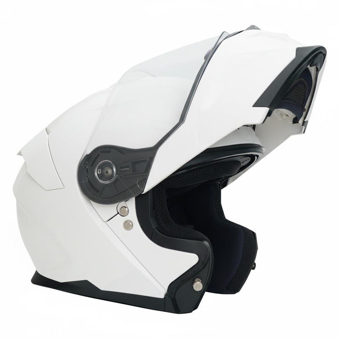 Casco Integral de Moto GP NERO MKS004-GW con Visor Solar y Visor Transparente – Blanco Brillante