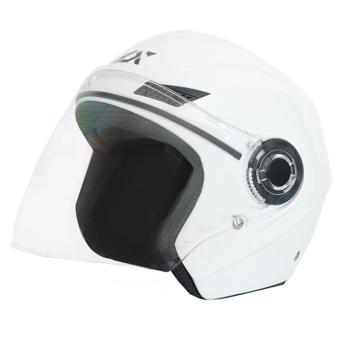 GP GX MKS005-PW Open Face Motorcycle Helmet with Clear Visor – Bright White