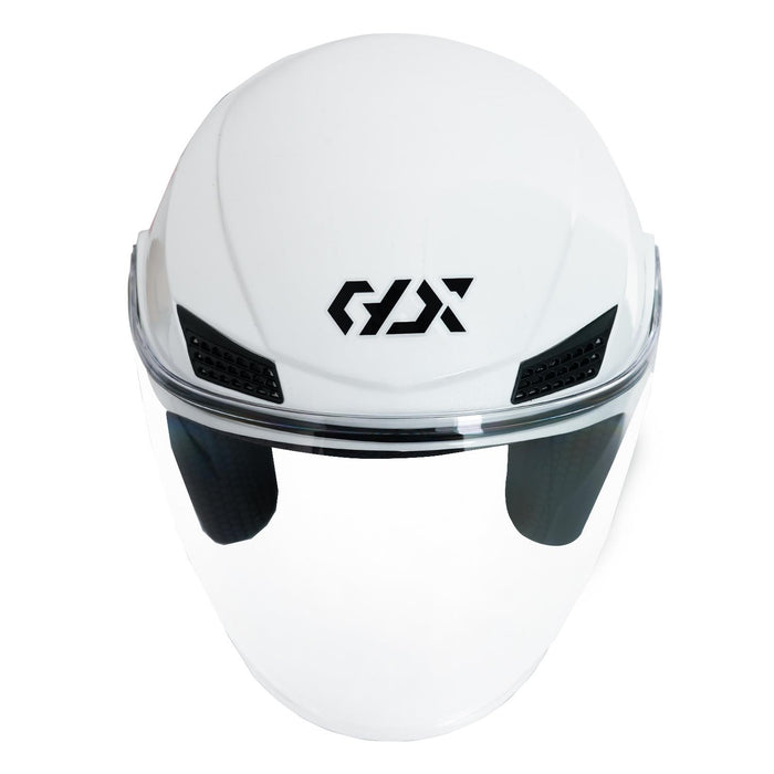GP GX MKS005-PW Open Face Motorcycle Helmet with Clear Visor – Bright White