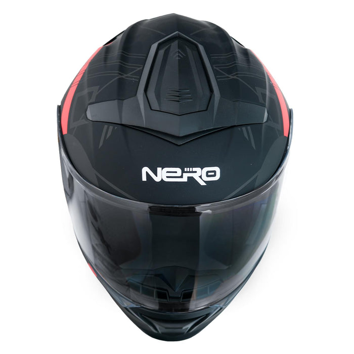 GP NERO MKS004-MBA3R Full Face Motorcycle Helmet with Sun Visor & Clear Visor – Matte Black Red