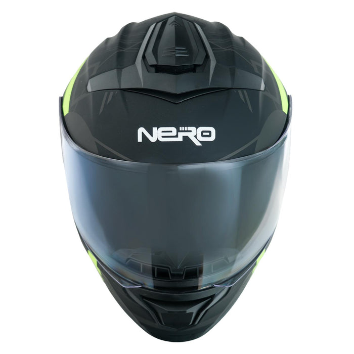 GP NERO MKS004-MBA1Y Full Face Motorcycle Helmet with Sun Visor & Clear Visor – Matte Black Yellow