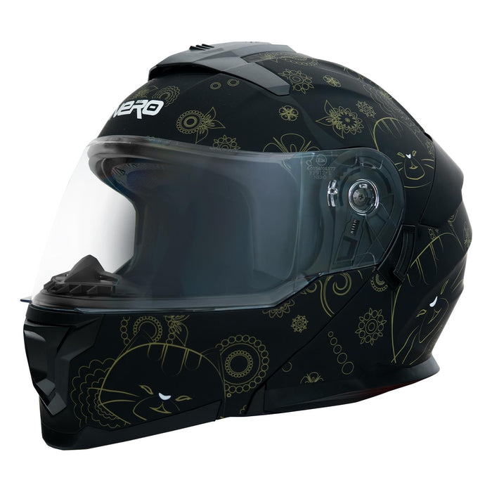 GP NERO MKS004-MBA2G Full Face Motorcycle Helmet with Sun Visor & Clear Visor – Matte Black