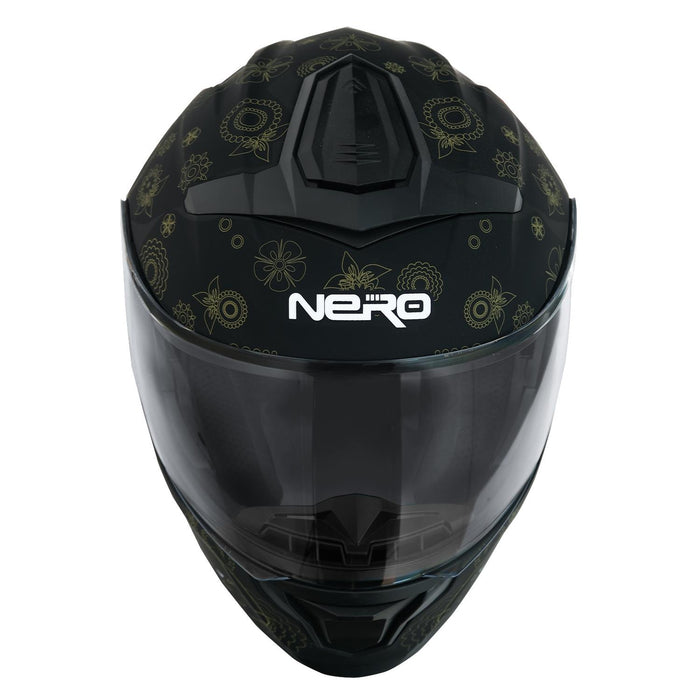 GP NERO MKS004-MBA2G Full Face Motorcycle Helmet with Sun Visor & Clear Visor – Matte Black