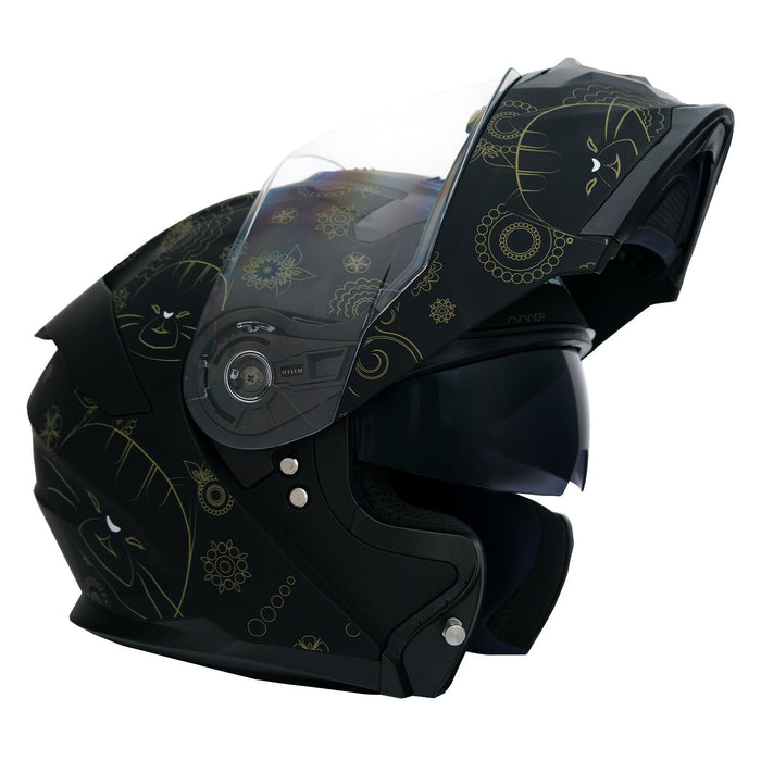 GP NERO MKS004-MBA2G Full Face Motorcycle Helmet with Sun Visor & Clear Visor – Matte Black