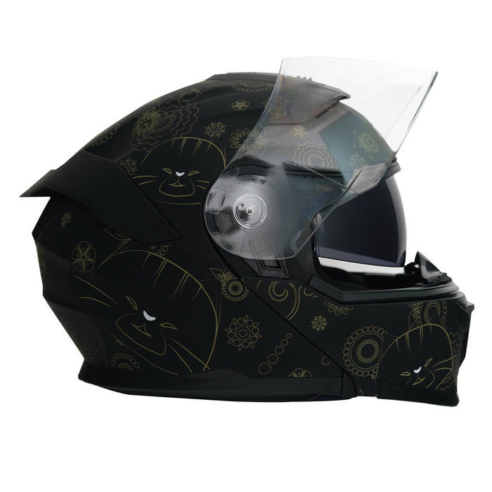 GP NERO MKS004-MBA2G Full Face Motorcycle Helmet with Sun Visor & Clear Visor – Matte Black