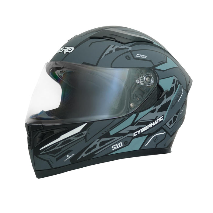 GP NERO MKS003-MBB1G Full Face Motorcycle Helmet with Sun Visor & Clear Visor – Matte Black Gray