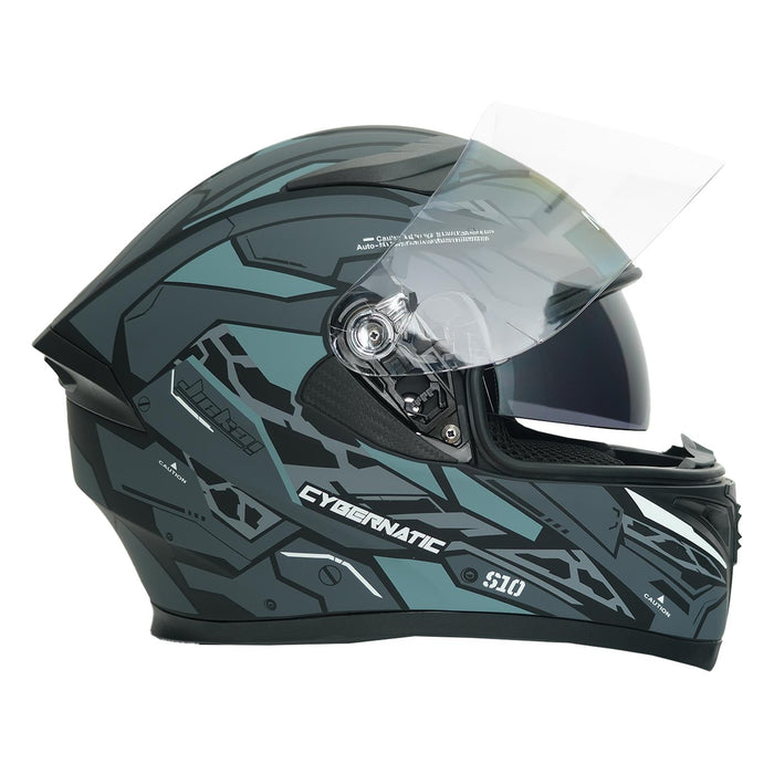 GP NERO MKS003-MBB1G Full Face Motorcycle Helmet with Sun Visor & Clear Visor – Matte Black Gray