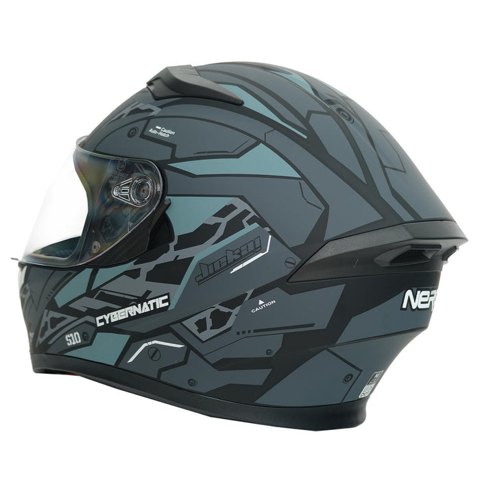 GP NERO MKS003-MBB1G Full Face Motorcycle Helmet with Sun Visor & Clear Visor – Matte Black Gray