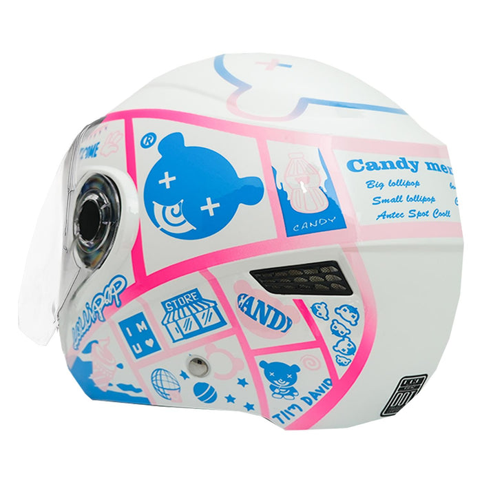 GP GX MKS005-PWBB Open Face Motorcycle Helmet with Clear Visor – White Blue