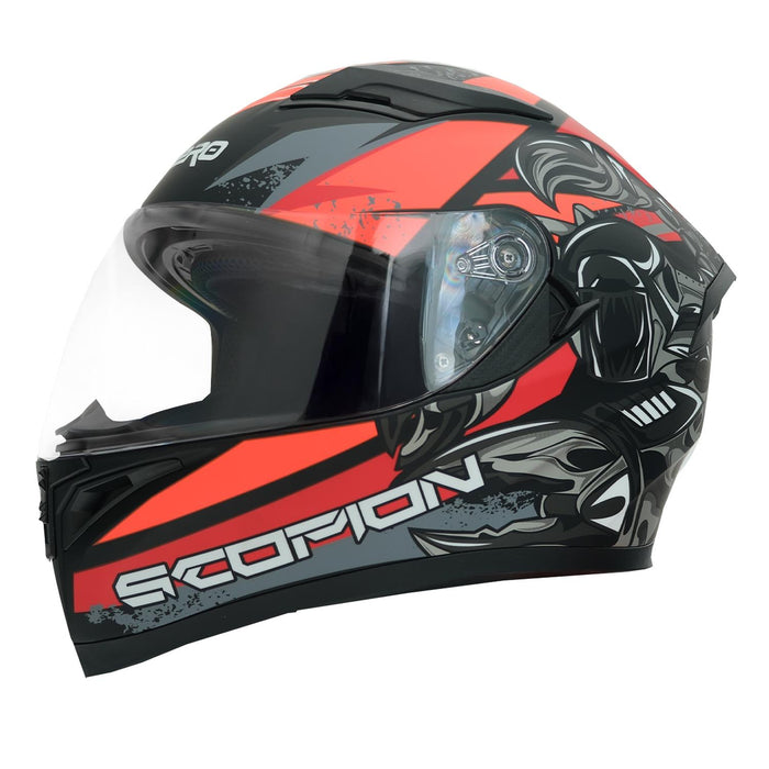 GP NERO MKS003-MBB3O Full Face Motorcycle Helmet with Sun Visor & Clear Visor – Matte Black Orange