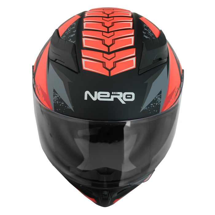 GP NERO MKS003-MBB3O Full Face Motorcycle Helmet with Sun Visor & Clear Visor – Matte Black Orange