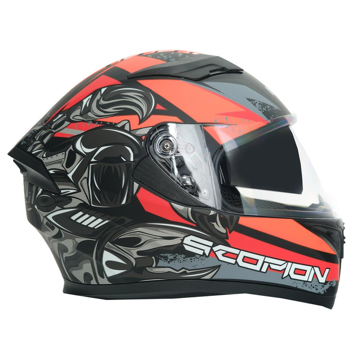 GP NERO MKS003-MBB3O Full Face Motorcycle Helmet with Sun Visor & Clear Visor – Matte Black Orange