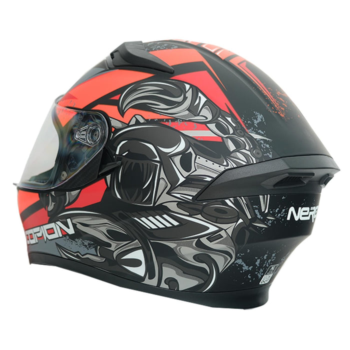 GP NERO MKS003-MBB3O Full Face Motorcycle Helmet with Sun Visor & Clear Visor – Matte Black Orange