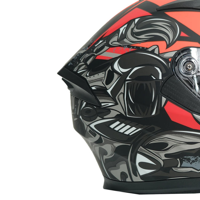 GP NERO MKS003-MBB3O Full Face Motorcycle Helmet with Sun Visor & Clear Visor – Matte Black Orange