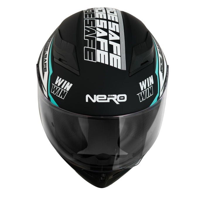 GP NERO MKS003-MBB2G Full Face Motorcycle Helmet with Sun Visor & Clear Visor – Matte Black Gray