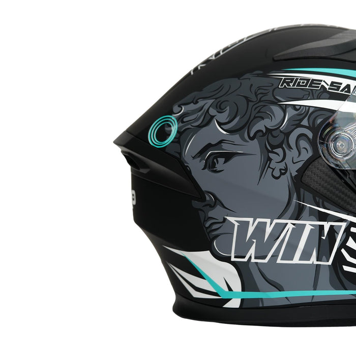 GP NERO MKS003-MBB2G Full Face Motorcycle Helmet with Sun Visor & Clear Visor – Matte Black Gray