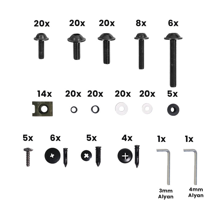 GP Kompozit Universal Racing Motorcycle Fairing Bolt Set Black