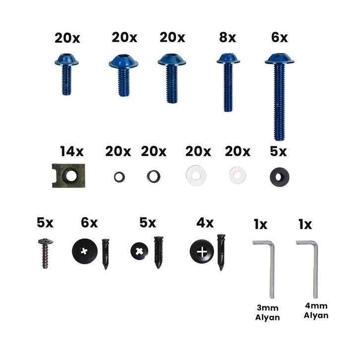 GP Kompozit Universal Racing Motorcycle Fairing Bolt Set Blue