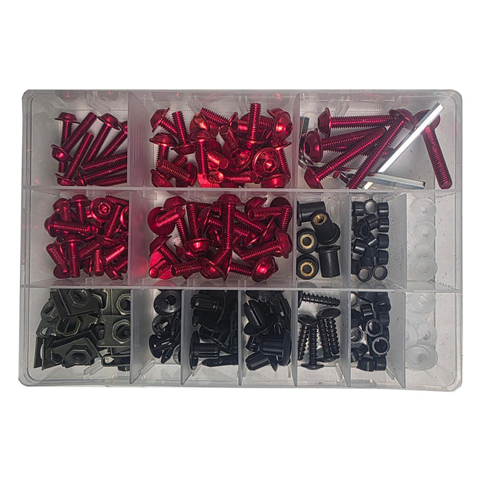 GP Kompozit Universal Racing Motorcycle Fairing Bolt Set Red