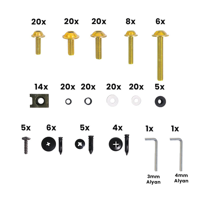 GP Kompozit Universal Racing Motorcycle Fairing Bolt Set Gold