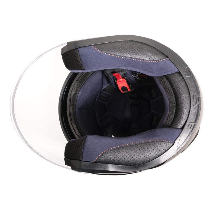 GP NERO MKS006-MBC5R Open Face Motorcycle Helmet with Clear Visor – Matte Black Red