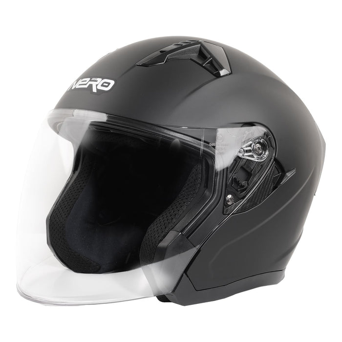 GP NERO MKS006-MB Open Face Motorcycle Helmet with Clear Visor – Matte Black