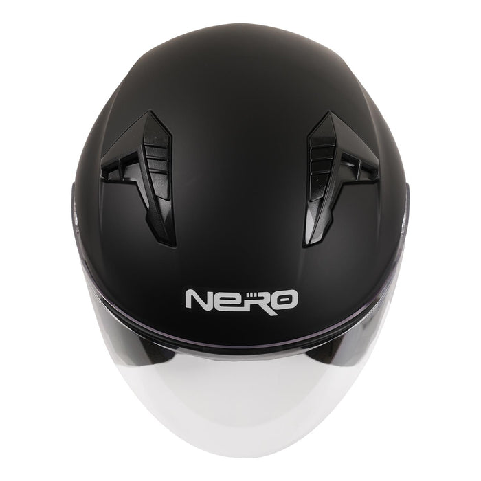 GP NERO MKS006-MB Open Face Motorcycle Helmet with Clear Visor – Matte Black