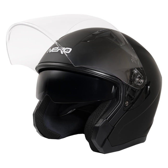 GP NERO MKS006-MB Open Face Motorcycle Helmet with Clear Visor – Matte Black