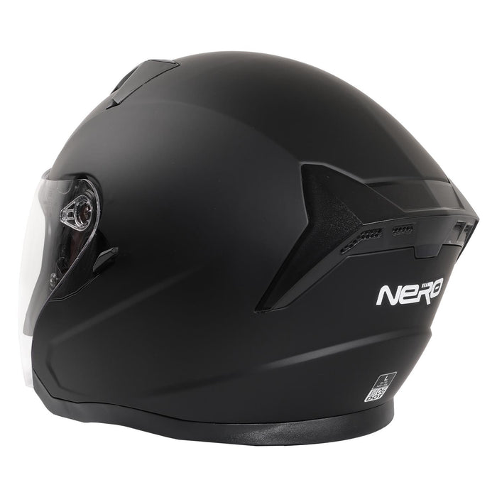GP NERO MKS006-MB Open Face Motorcycle Helmet with Clear Visor – Matte Black