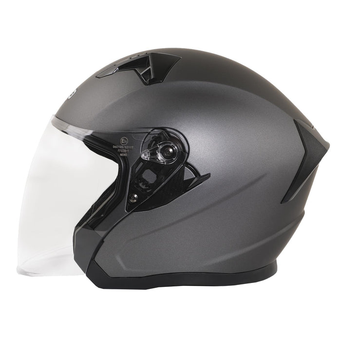GP NERO MKS006-MG Open Face Motorcycle Helmet with Clear Visor – Matte Gray