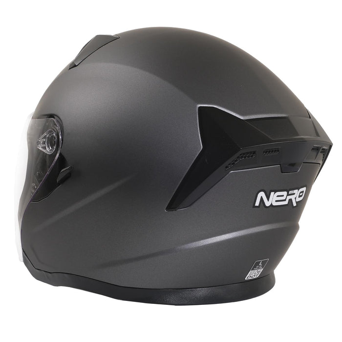GP NERO MKS006-MG Open Face Motorcycle Helmet with Clear Visor – Matte Gray