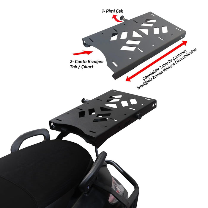 GP Kompozit Sliding Rear Luggage Rack / Top Case Carrier Black Compatible with Hero DASH 110 / DASH 125 2022-2025