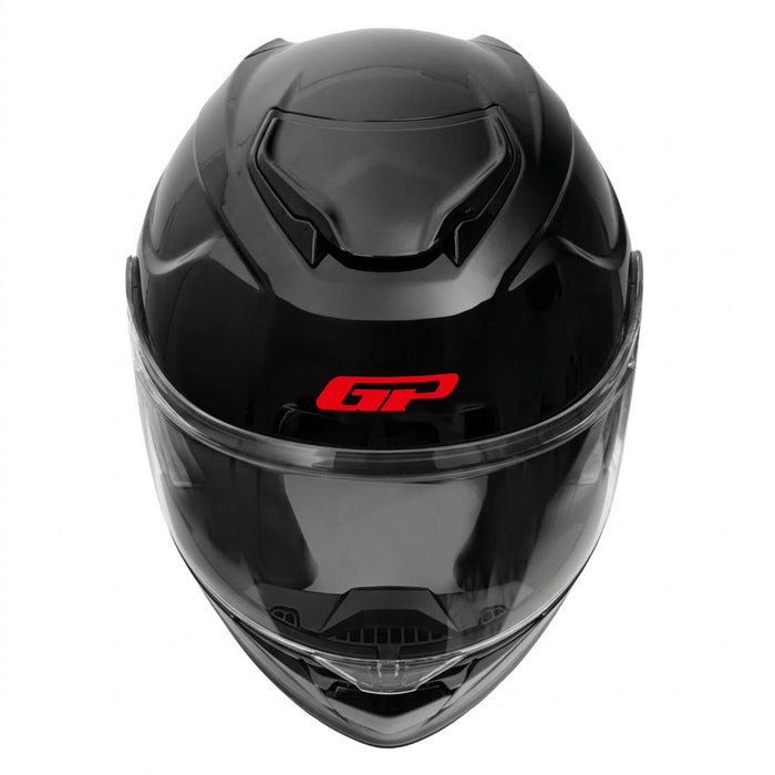 GP Kompozit MKS007-GB Flip-Up Motorcycle Helmet with Sun Visor & Clear Chin Guard – Bright Black